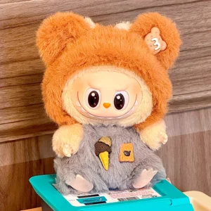 Ropa para Labubu Gris con Capucha de Oso